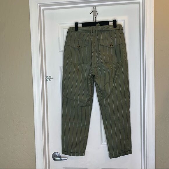 American Eagle Olive Green pin stripe Cropped Pants Size 4 - Picture 6 of 10
